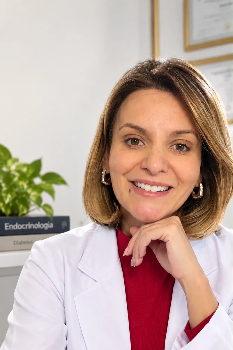 Dra. Mariana Santos, endocrinologista em Goiânia, em seu consultório